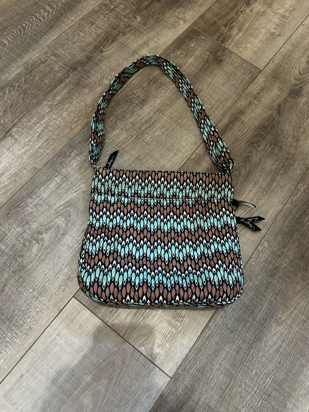 Vera Bradley Brown and Teal Quilted Shoulder Bag